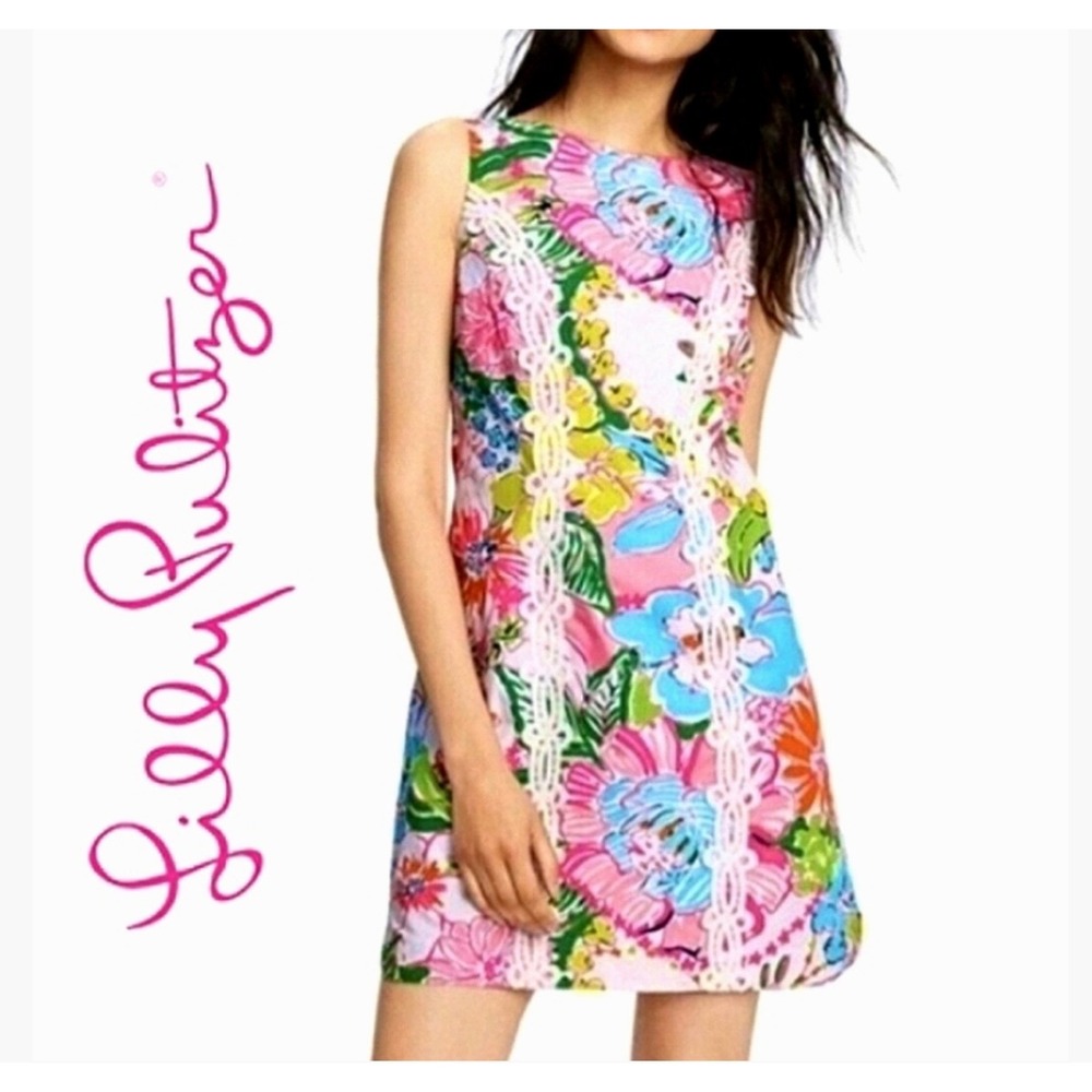 Lilly Pulitzer‎ Target Nosey Posie Print Pink Floral Shift Dress Women's Size 4
